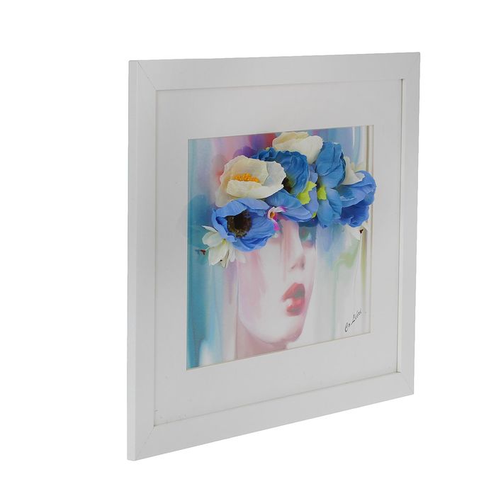 Картина-гербарий "Синие цветы в причёске незнакомки"