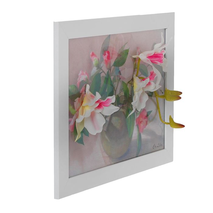 Картина-гербарий "Бело-розовые орхидеи"
