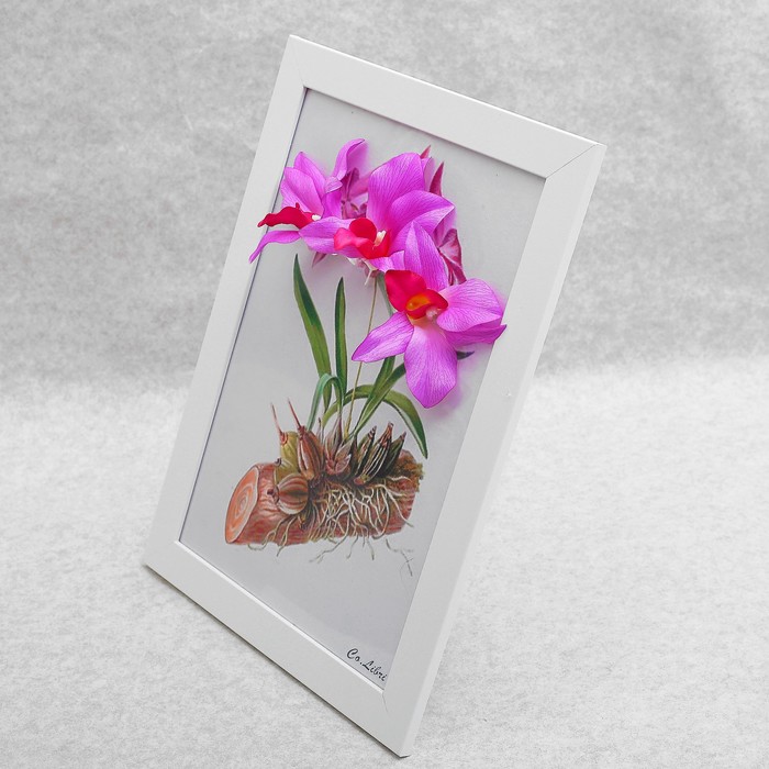 Картина-гербарий "Ярко-розовые цветы"