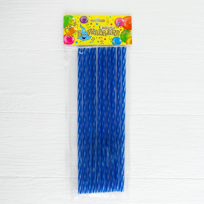 Трубочка для коктейля "Полосатик", набор 10 шт., цвет голубой