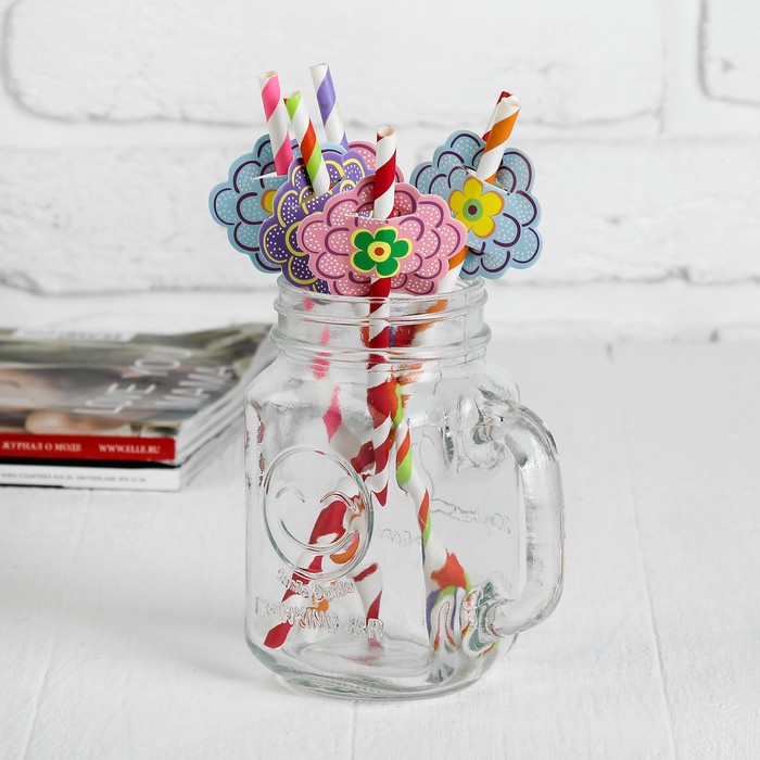 Трубочка для коктейля "Цветочек", набор 6 шт., цвета МИКС