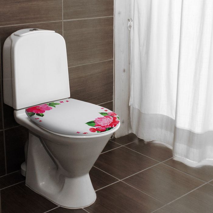 Сиденье для унитаза, мягкое "Пионы"