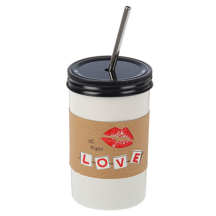 Кружка 480 мл "Всегда правы" с крышкой и соломинкой, цвета МИКС