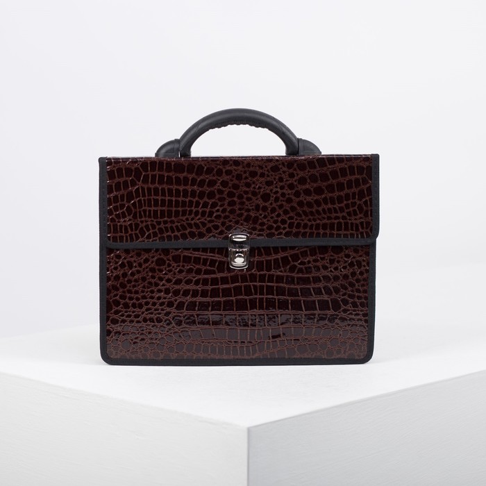 Портфель деловой "Колпино", 2 отдела, коричневая анаконда