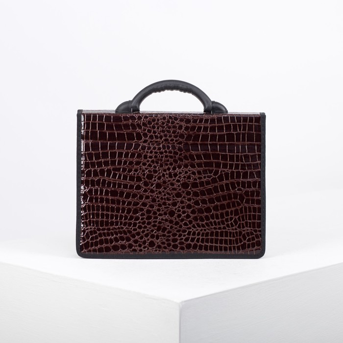 Портфель деловой "Колпино", 2 отдела, коричневая анаконда