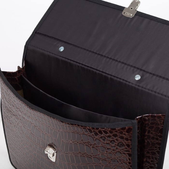 Портфель деловой "Колпино", 2 отдела, коричневая анаконда