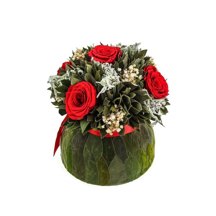 Декоративная композиция "Бомбоньер" средний, вельвет, 18 х 18 х 19 см, красный