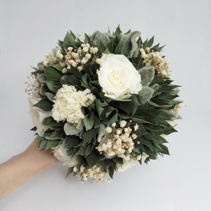 Декоративная композиция "Вельвет", чистец, 18 х 18 х 18.5 см, белый