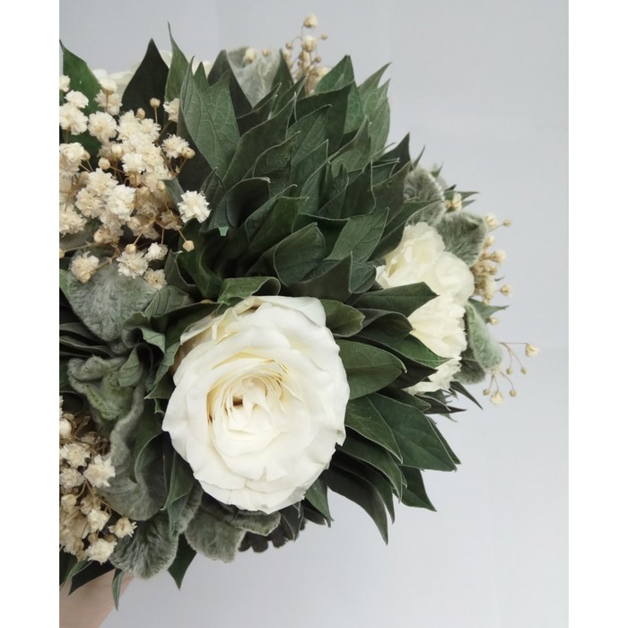 Декоративная композиция "Вельвет", чистец, 18 х 18 х 18.5 см, белый