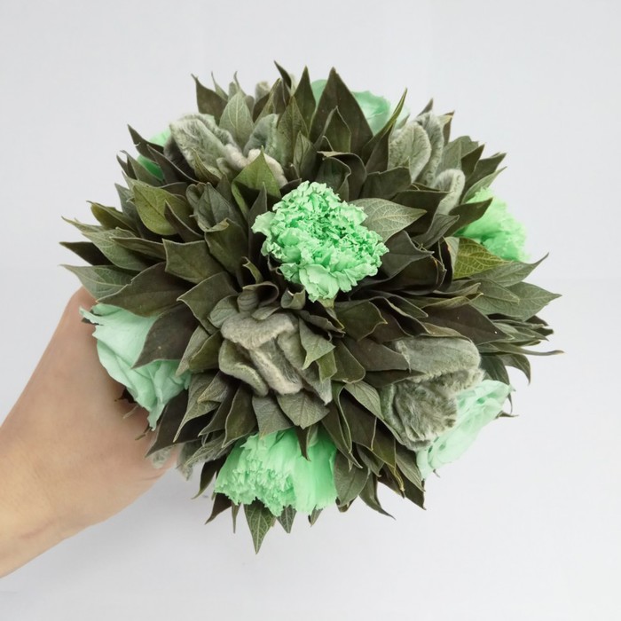 Декоративная композиция "Вельвет" малый, 14 х 14 х 15 см, фисташковый