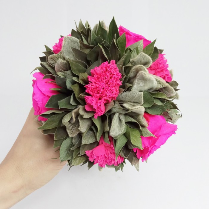 Декоративная композиция "Вельвет" малый, 14 х 14 х 15 см, ярко-розовый