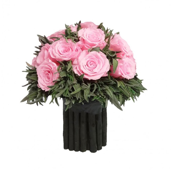 Декоративная композиция "Магия", лаванда и розы, 19 х 19 х 19 см, розовый