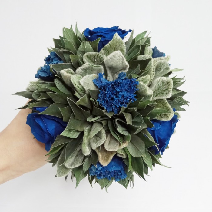 Декоративная композиция "Вельвет" малый, 14 х 14 х 15 см, синий