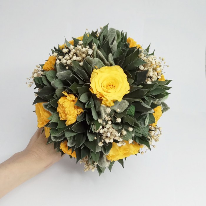 Декоративная композиция "Вельвет", чистец, 18 х 18 х 18.5 см, желтый