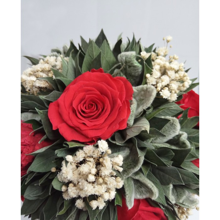 Декоративная композиция "Вельвет", чистец, 18 х 18 х 18.5 см, красный