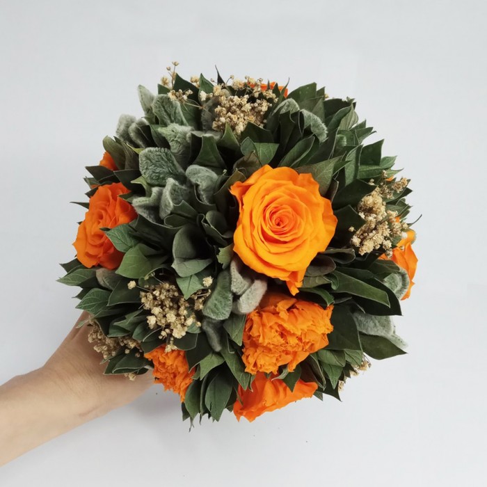 Декоративная композиция "Вельвет", чистец, 18 х 18 х 18.5 см, оранжевый