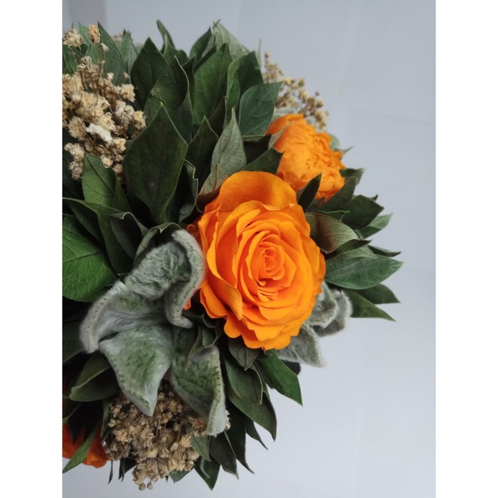 Декоративная композиция "Вельвет", чистец, 18 х 18 х 18.5 см, оранжевый