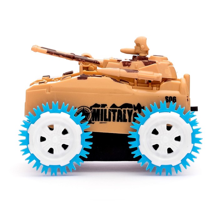 Машина-перевёртыш "Танк", работает от батареек, цвета МИКС