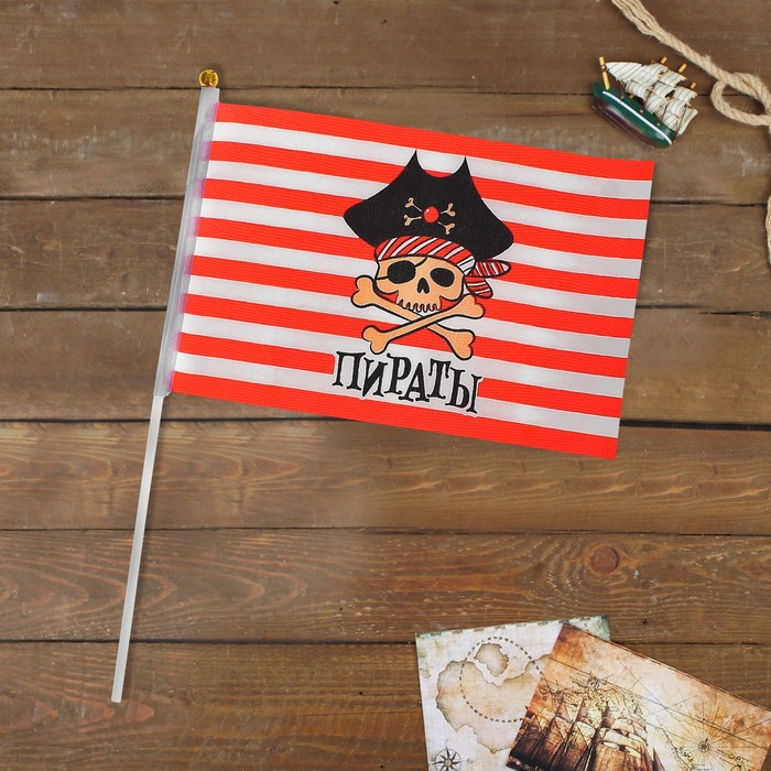 Флаг пирата настольный "Пираты", 14 х 21 см