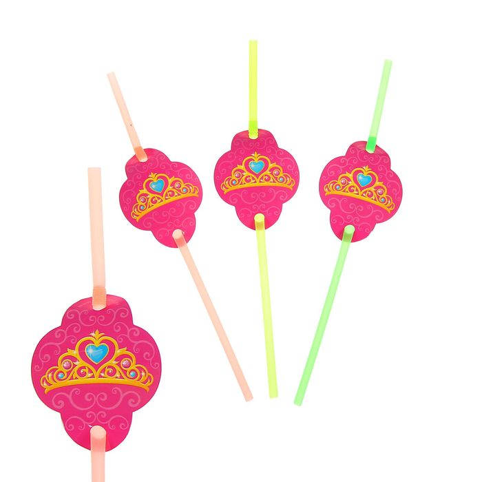 Трубочки для коктейля "Принцесса", корона, (набор 6 шт.)