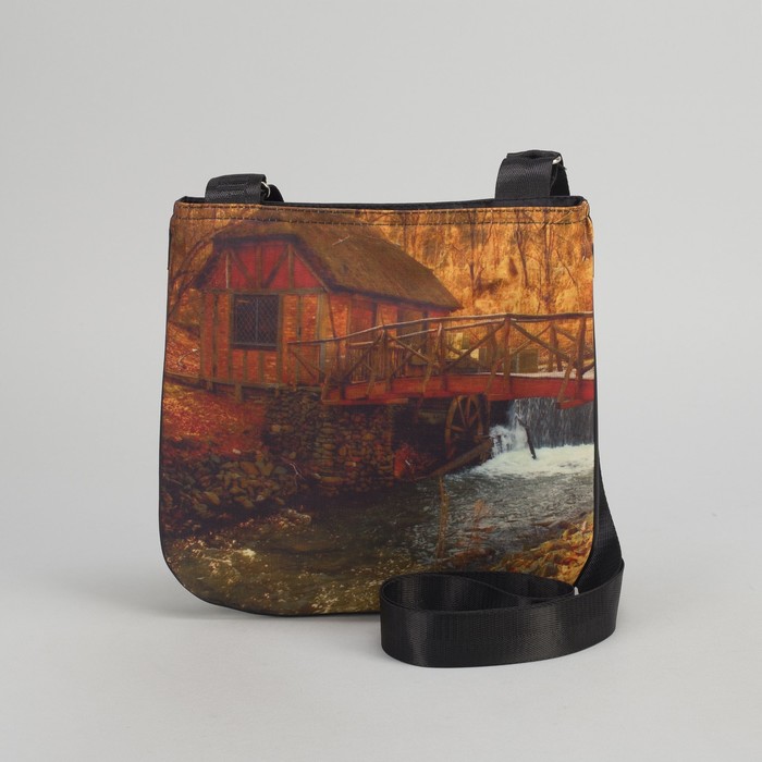 Сумка молодёжная на молнии "Домик у реки", 1 отдел, 1 наружный карман