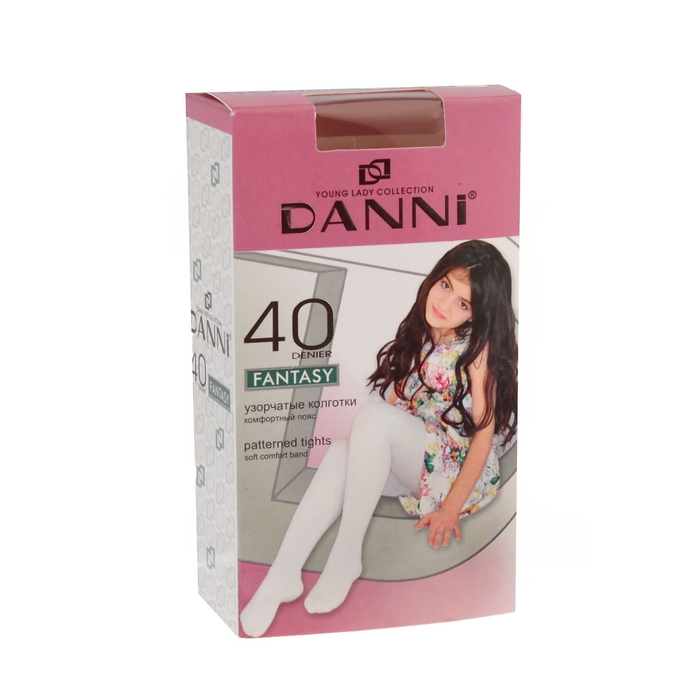 Колготки детские Fantasy 40 бабочка белый, рост 116-134 (6-8 лет)