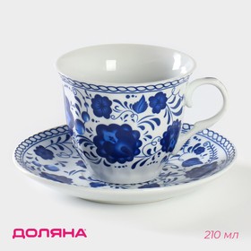 Чайная пара Доляна «Русский узор», чашка 210 мл, блюдце d=14 см