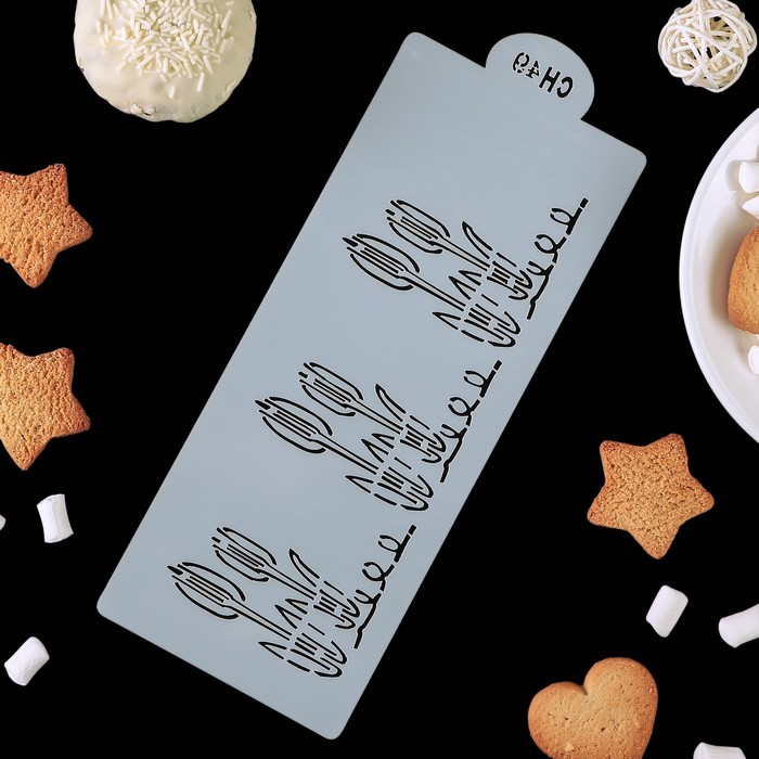 Трафарет для выпечки и нанесения айсинга 24,5х9,5 см "Тюльпаны"