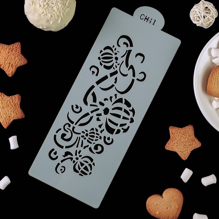 Трафарет для выпечки и нанесения айсинга 24,5х9,5 см "Завитки"