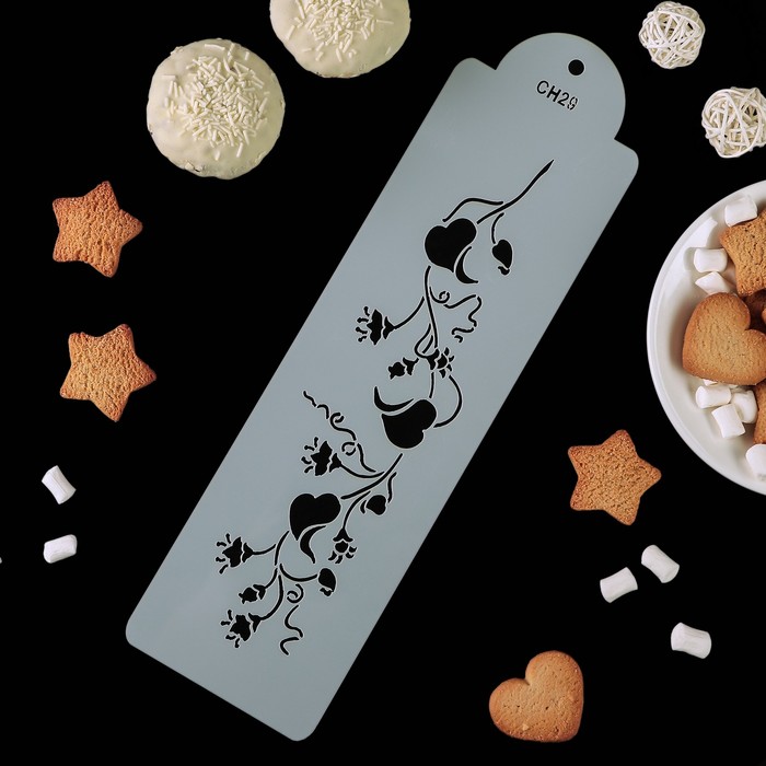 Трафарет для выпечки и нанесения айсинга 33,5х9,5 см "Веточка"