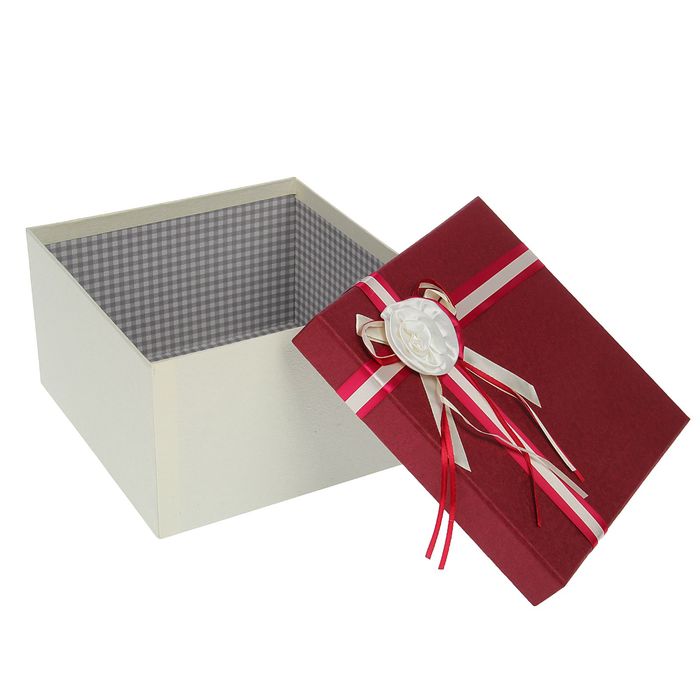 Набор коробок 3в1 "Классика с цветком", бордовый, 22 х 22 х 13,5 - 17 х 17 х 10 см