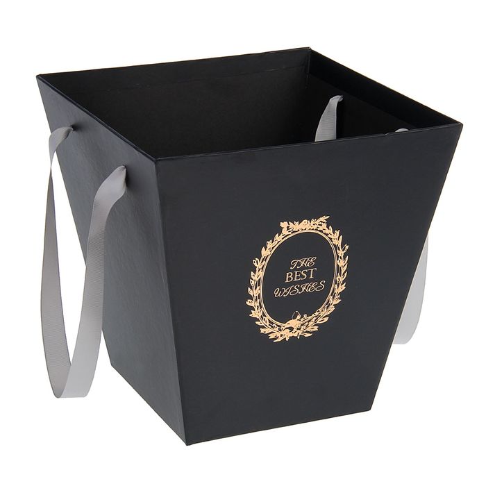 Пакет для цветов, премиум, 24 х 24 х 24 см, черный