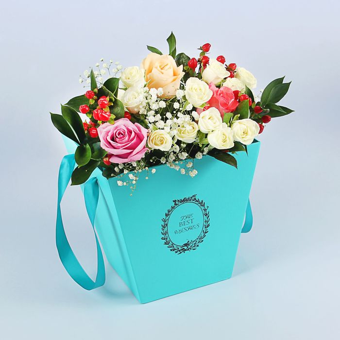 Пакет для цветов, премиум, 24 х 24 х 24 см, кюрасао