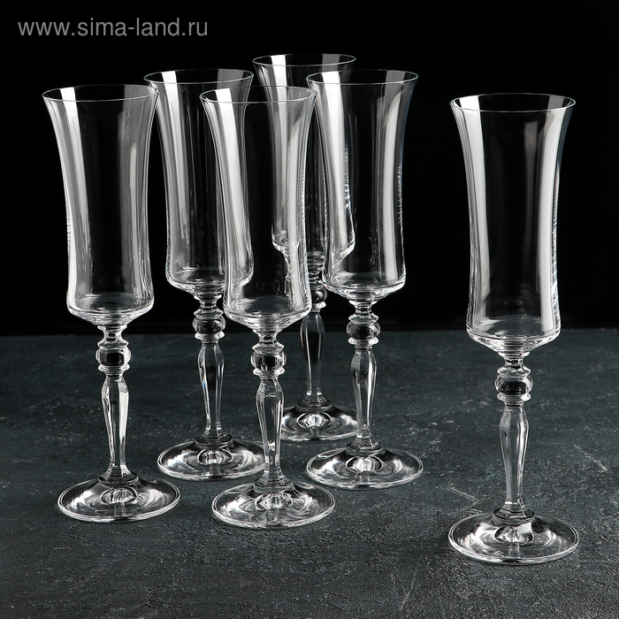 Набор бокалов для шампанского «Грация», 190 мл, 6 шт набор бокалов для шампанского fregata optic 190 мл 6 шт
