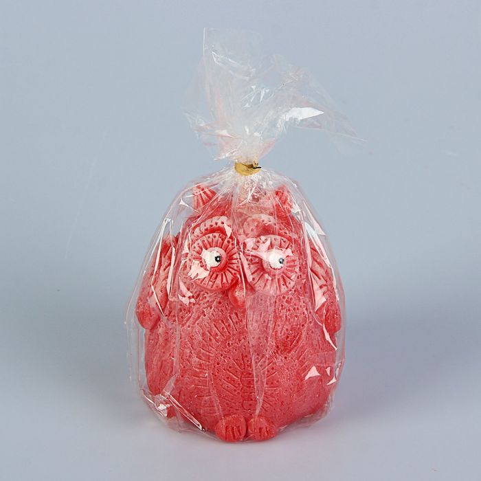 Свеча "Сова" 8,5 см. красная с белым