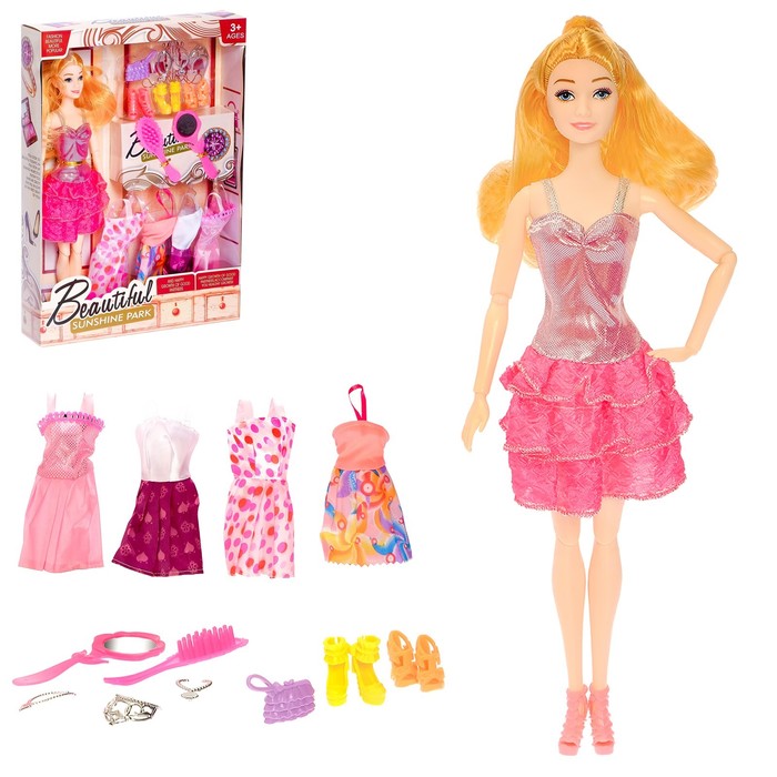 Кукла шарнирная "Модная подружка" с платьями и аксессуарами