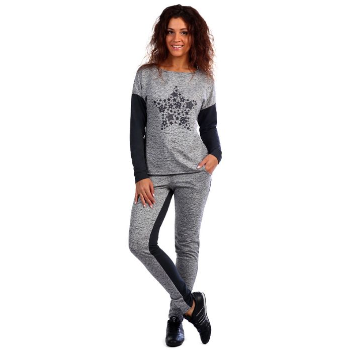 Комплект женский "Наоми" (джемпер, брюки), размер 52, цвет серый меланж