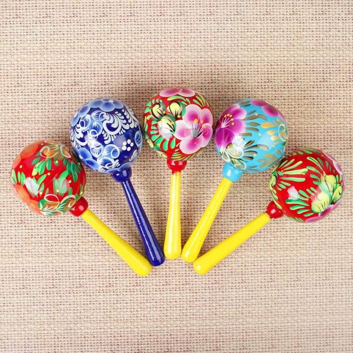 Погремушка круглая (расписная), МИКС