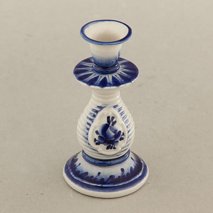 Подсвечник церковный «Ночь перед рождеством», гжель, кобальт