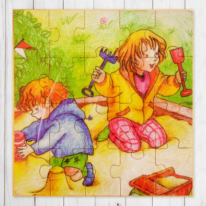 Пазл тонкий без основания "В песочнице", 20 элементов