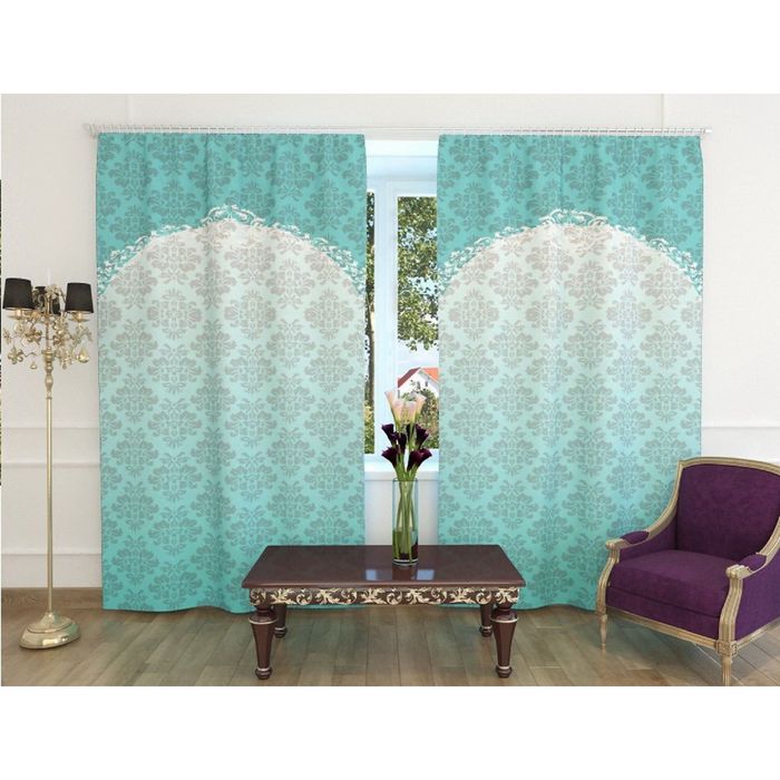 Фотошторы "Ливия", ширина 150 см, высота 260 см, 2 шт, шторная лента, блэкаут