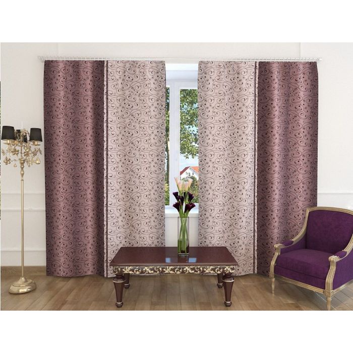 Фотошторы "Офелия", ширина 150 см, высота 260 см, 2 шт, шторная лента, блэкаут