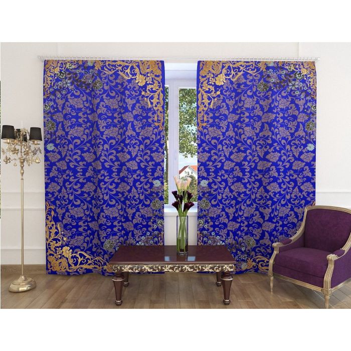 Фотошторы "Шанталь", ширина 150 см, высота 260 см, 2 шт, шторная лента, блэкаут