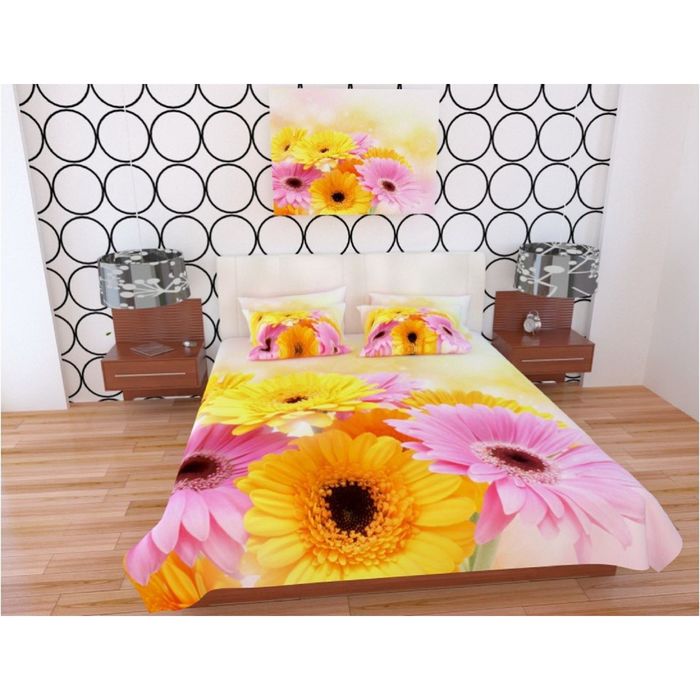 Фотопокрывало "Герберы", ширина 145 см, длина 220 см, габардин