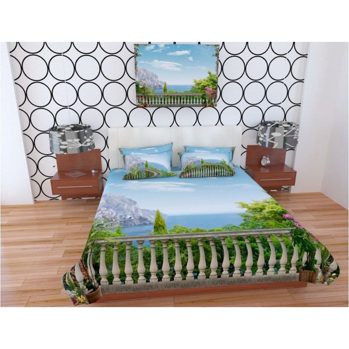 Фотопокрывало "Вид на городок", ширина 145 см, длина 220 см, габардин