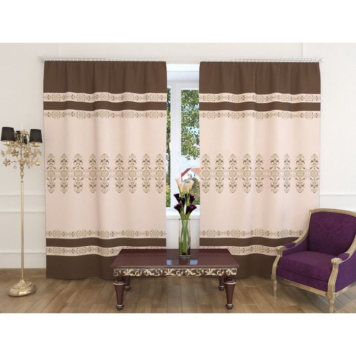 Фотошторы "Аннет", ширина 150 см, высота 260 см, 2 шт, шторная лента, блэкаут