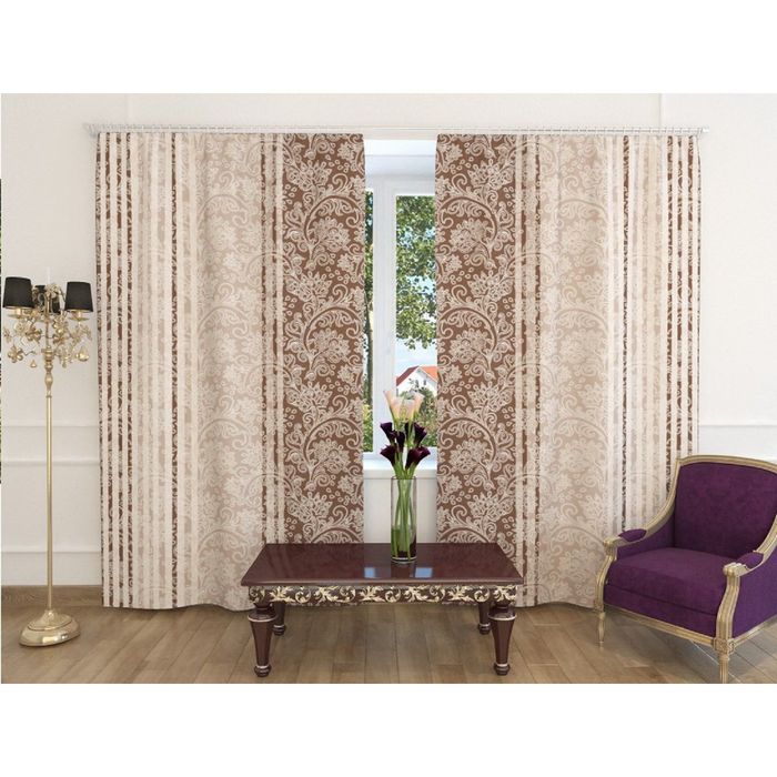 Фотошторы "Астрид", ширина 150 см, высота 260 см, 2 шт, шторная лента, блэкаут