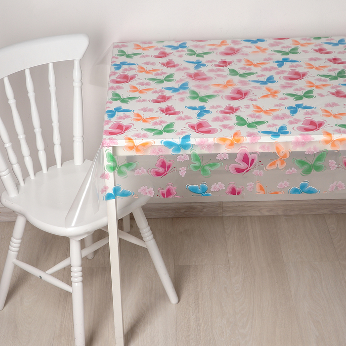 Скатерть 120х110 см "Бабочки", цвет белый