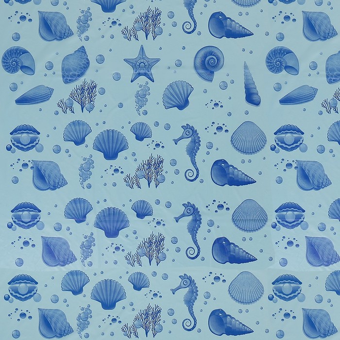 Штора для ванной 180х180 см "Ракушки", цвет голубой