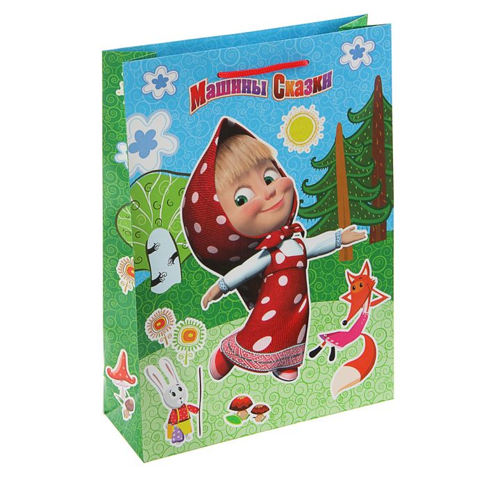 Пакет подарочный "Лесная сказка Маши", 35 х 25 х 9 см